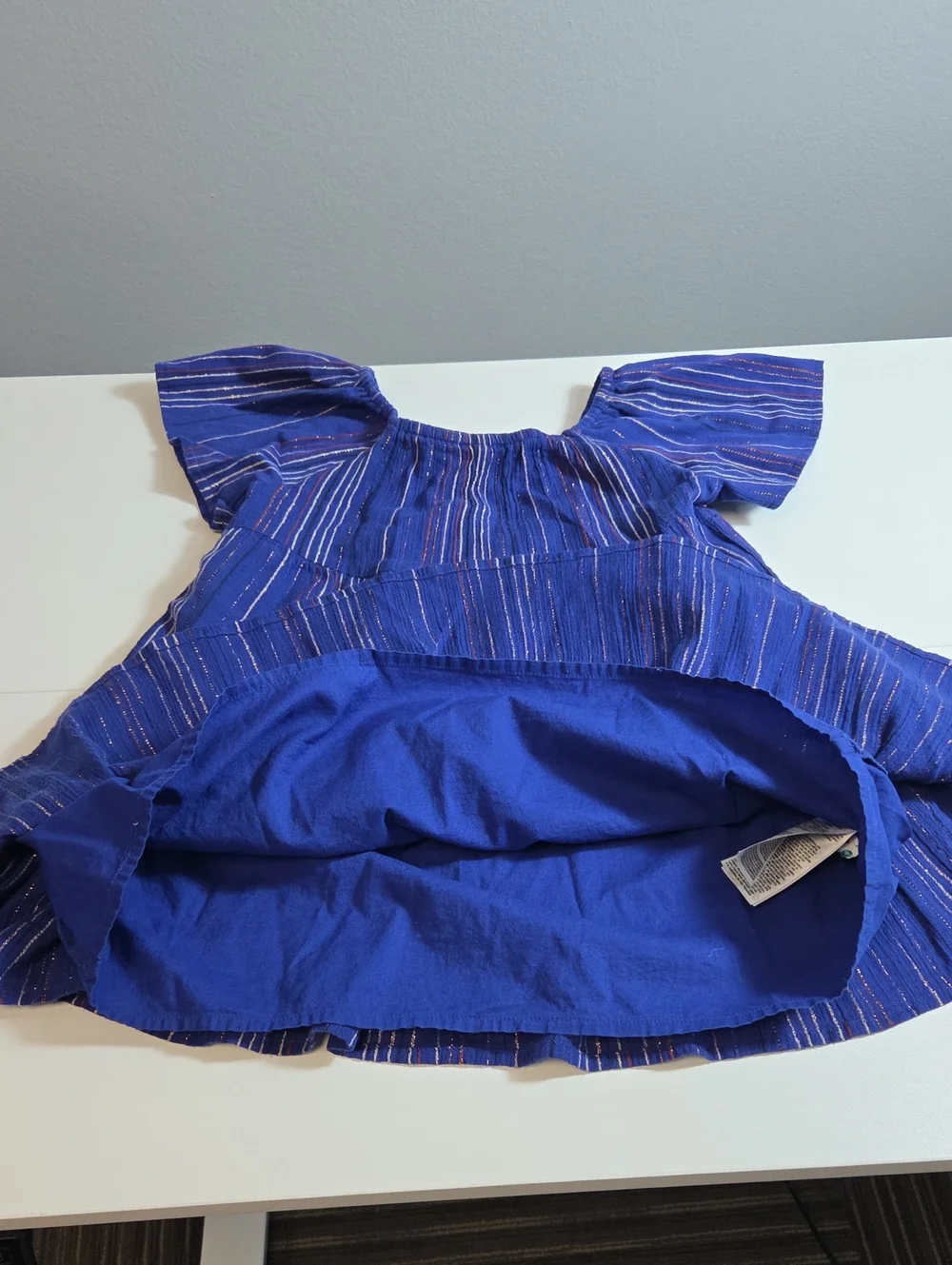 Baby Gap Blue Shimmer Stripes Fully Lined Dress Size 4